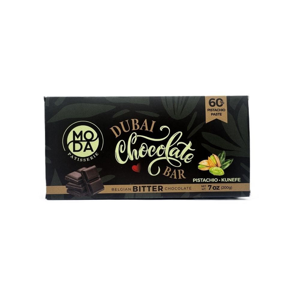 Moda Dubai BITTER Chocolate Bar With Pistachio-Kataifi 7 Oz (200 gram) image 0