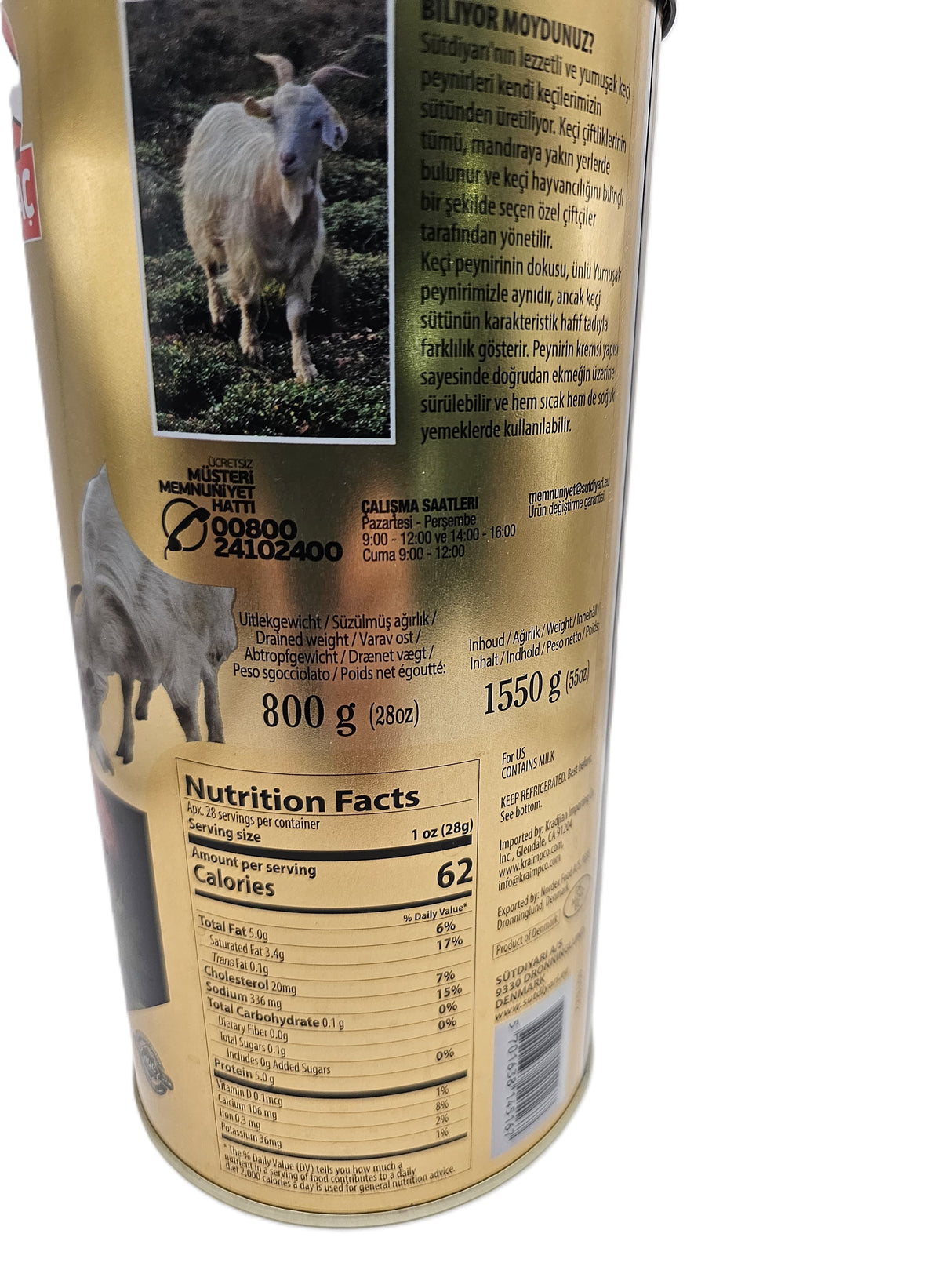 Dairyland Feta Goats Milk Cheese Sut Diyari Halal 800/1500 Gr