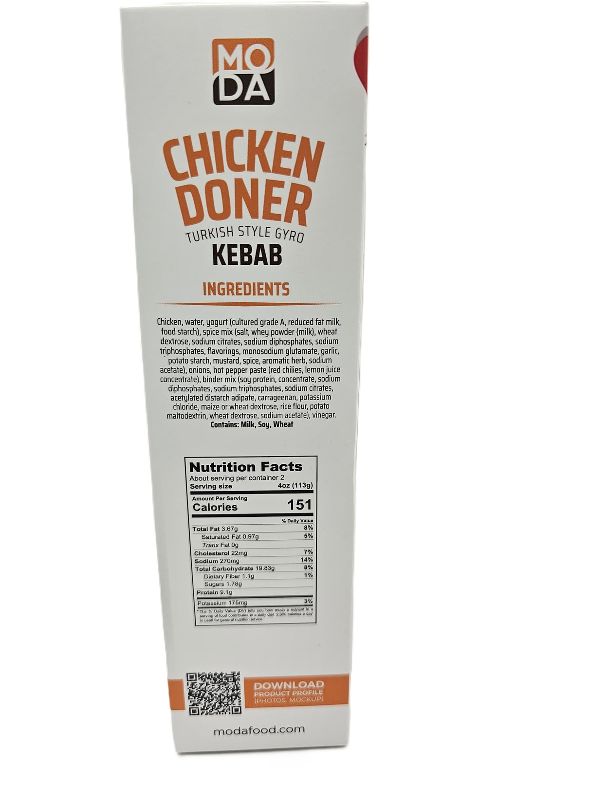 Moda Chicken Turkish Style Gyro Kebab Chicken Doner Halal 227 Gr
