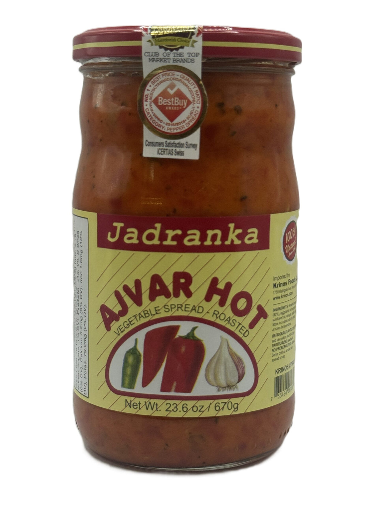 Jadranka Ajvar Hot 670Gr image 0