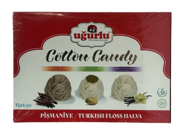 Ugurlu Turkish Floss Halva w Cocoa- Pistachio- Vanilla 360 Gr image 0