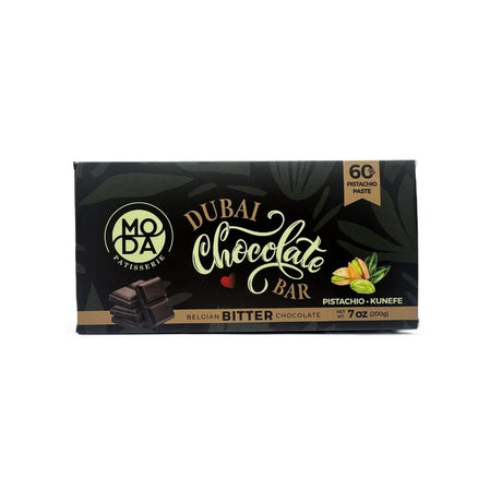 Moda Dubai BITTER Chocolate Bar With Pistachio-Kataifi 7 Oz (200 gram) image 0