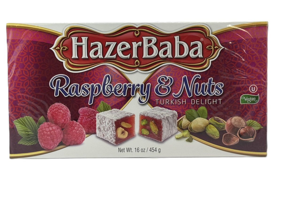 Hazerbaba Turkish Delight w Raspberry& Nuts 454 Gr (Copy) image 0
