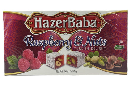 Hazerbaba Turkish Delight w Raspberry& Nuts 454 Gr (Copy) image 0