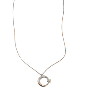 Turkish  Rose Silver Moon-Star Necklace image 0