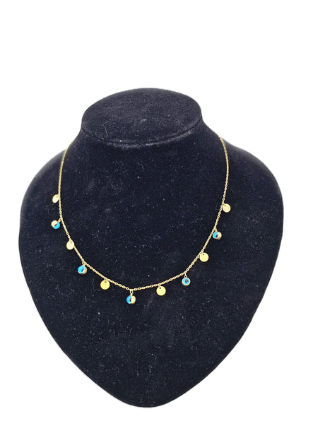 Turkish Silver Evil Eye Bead Necklace image 0