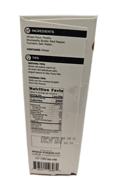 Moda Mozzarella Potato Roll Pastry 454 Gr