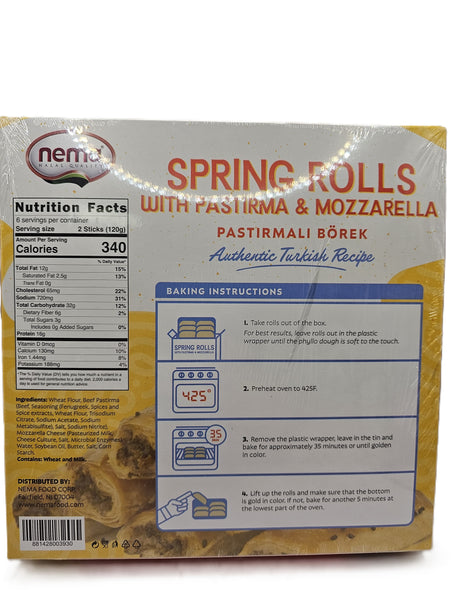 Nema Borek Spring Rolls W Pastirma Mozzarella 12 Rolls Halal 720 Gr