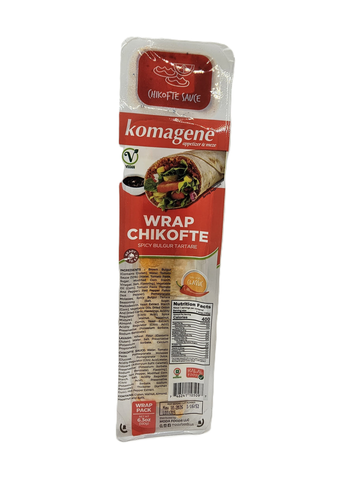 Komagene Wrap Chikofte Vegan Helal 180 Gr