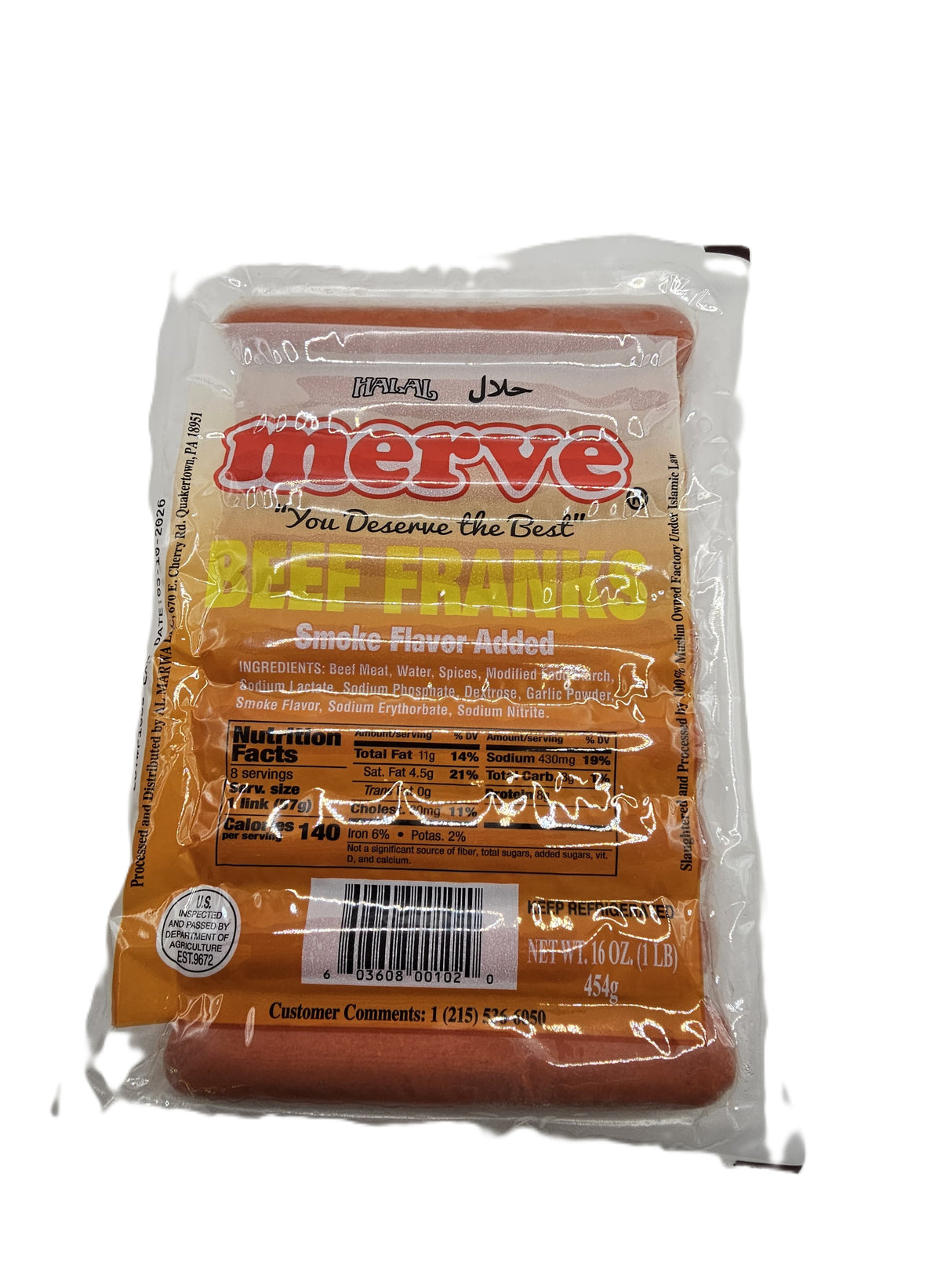 Merve Beef Franks Halal 454 Gr