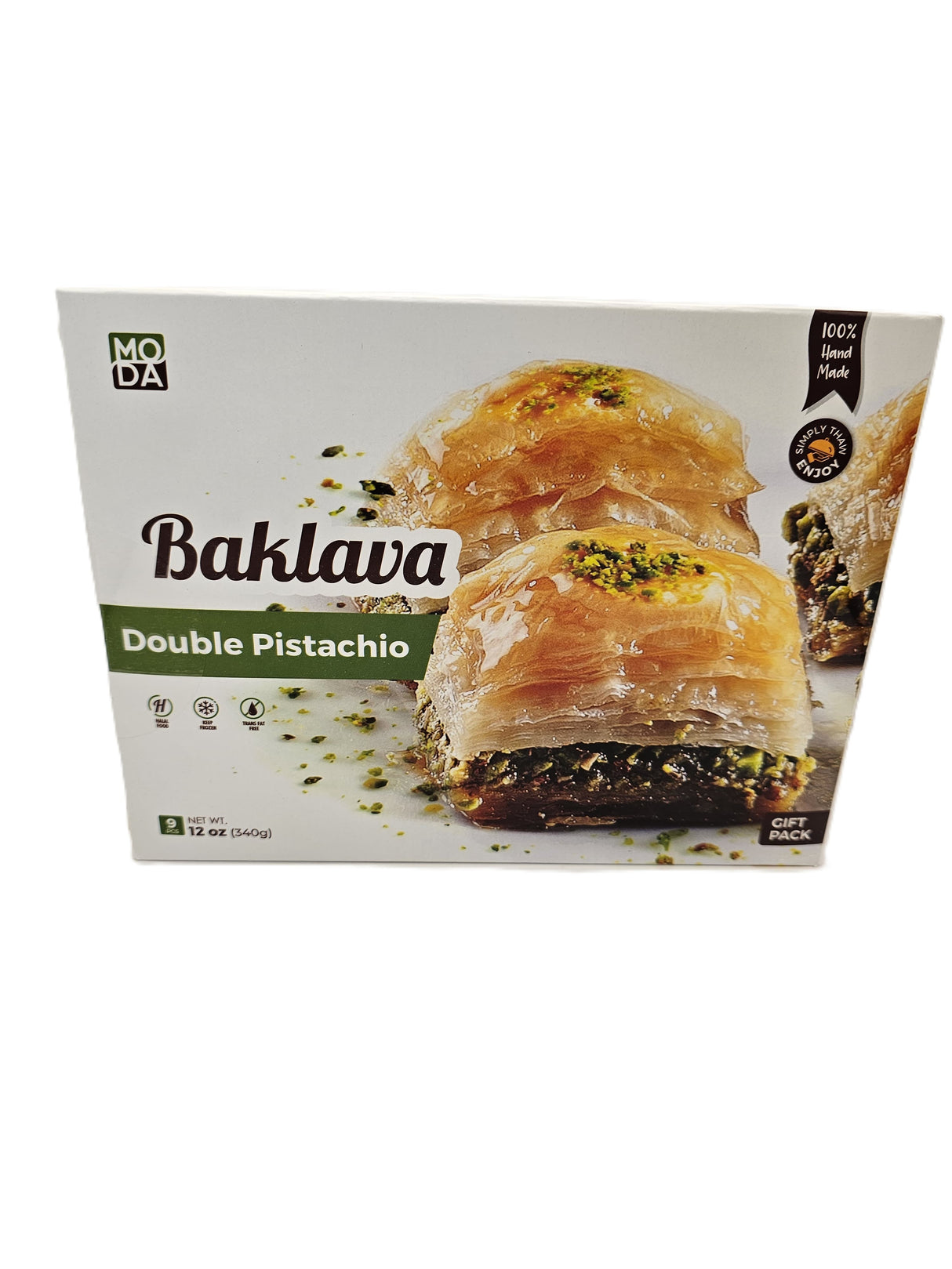Moda Double Pistachio Baklava 340 Gr 9 Pcs