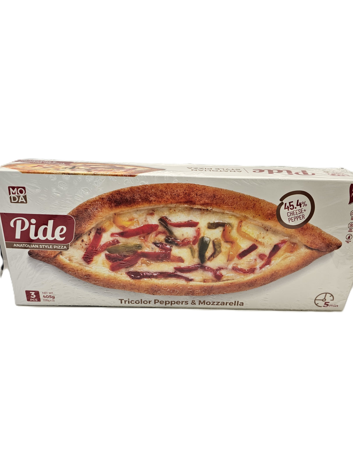 Moda Tricolor Peppers-Mozzarella Pide 3 Pcs