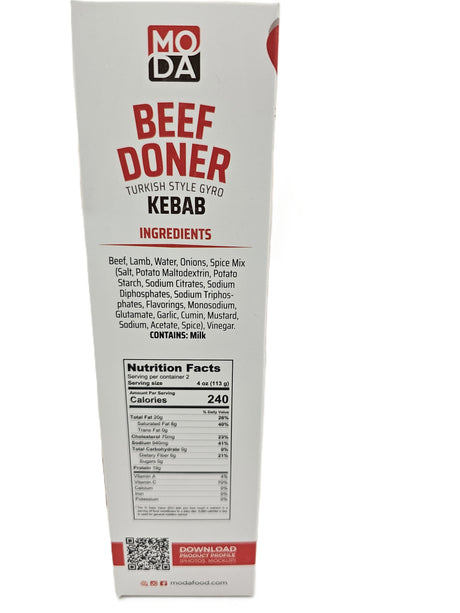 Moda Turkish Style Gyro Kebab Beef Doner Halal 227 Gr