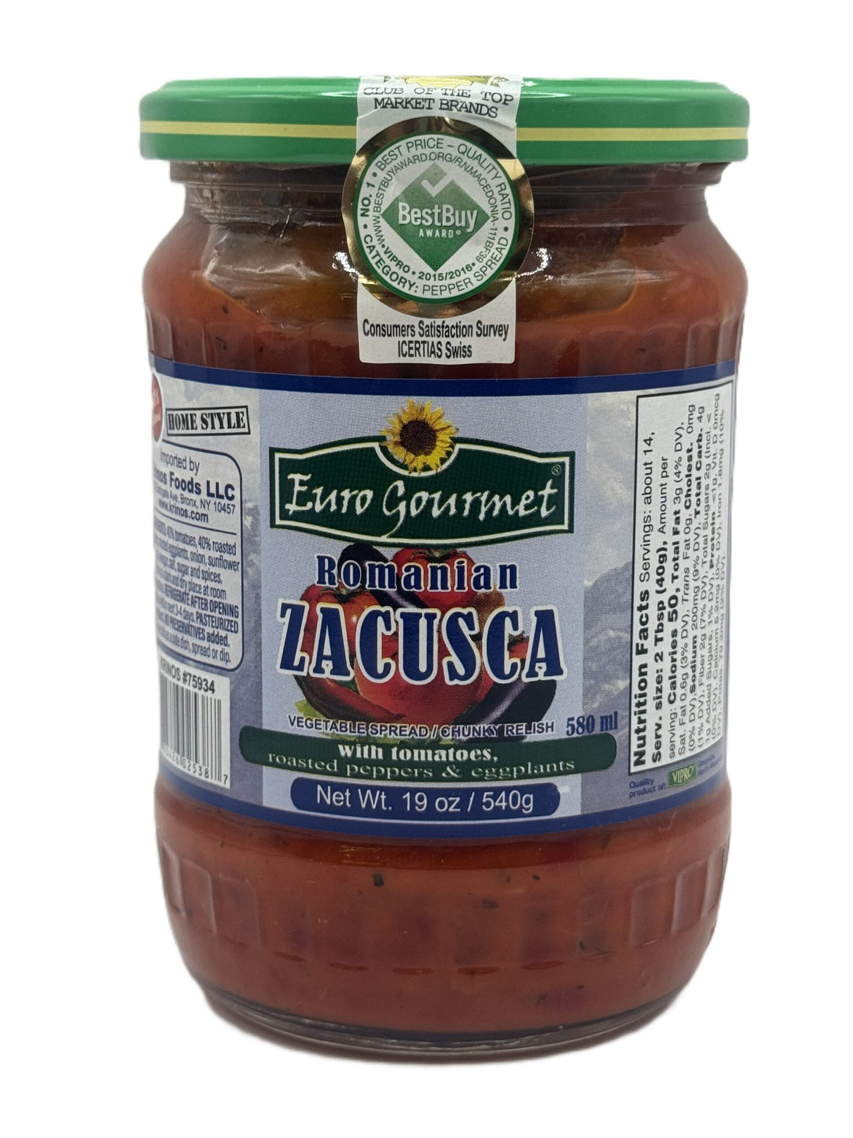 Euro Gourmet Romanian Zacusca 540 Gr image 0