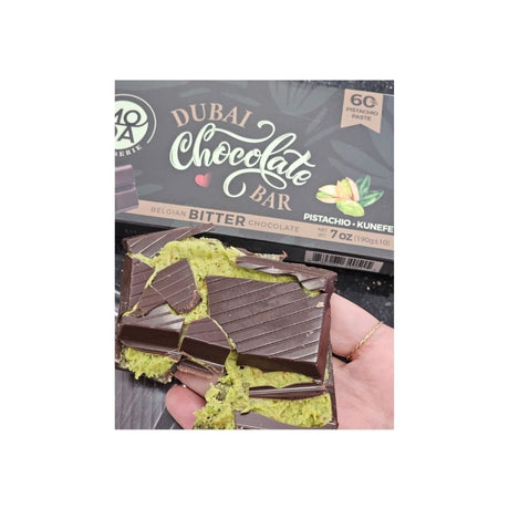 Moda Dubai BITTER Chocolate Bar With Pistachio-Kataifi 7 Oz (200 gram) image 1