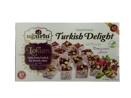 Ugurlu  Turkish Delight w Pistachio - Pomegranate flavor  350 gr image 0